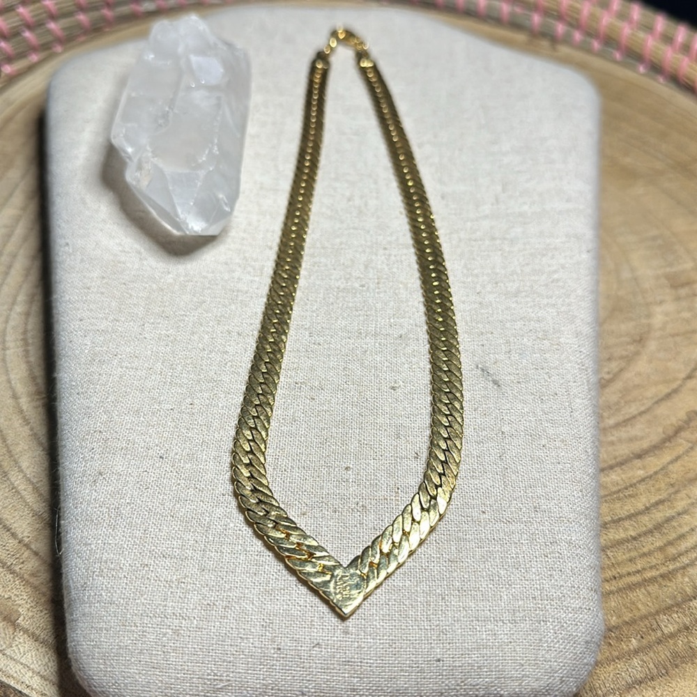 Joan Rivers Gold Choker Herringbone Classic Chain Vintage Necklace - Picture 4 of 7
